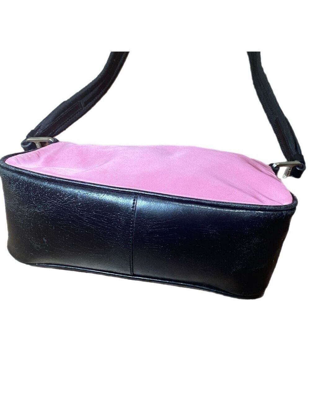 Prada Pink and Black Nylon Shoulder Purse - Picture 3 of 15